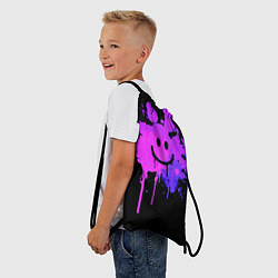 Рюкзак-мешок Неоновый улыбающийся смайлик, цвет: 3D-принт — фото 2