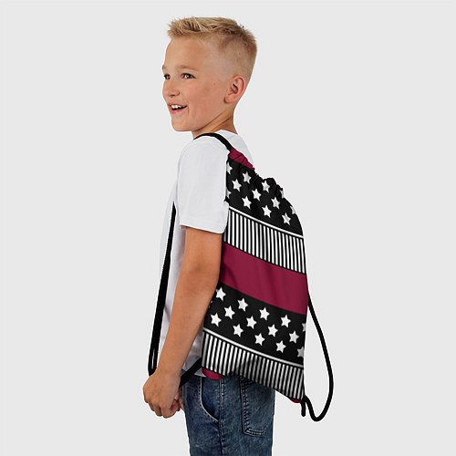 Мешок для обуви Burgundy black striped pattern / 3D-принт – фото 3