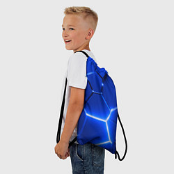 Рюкзак-мешок Синие неоновые геометрические плиты, цвет: 3D-принт — фото 2
