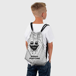 Рюкзак-мешок Символ Poppy Playtime на светлом фоне с полосами, цвет: 3D-принт — фото 2