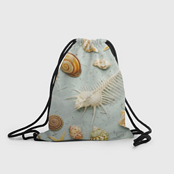 Рюкзак-мешок Океанские ракушки и морские звёзды на песке, цвет: 3D-принт