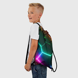 Рюкзак-мешок Радужный градиент неоновые геометрические плиты, цвет: 3D-принт — фото 2