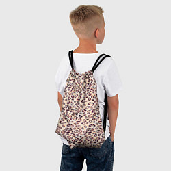 Рюкзак-мешок Коричневый с бежевым леопардовый узор, цвет: 3D-принт — фото 2
