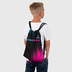 Рюкзак-мешок Mitsubishi - neon gradient: символ сверху, цвет: 3D-принт — фото 2