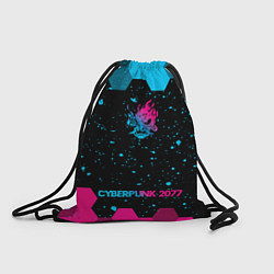 Рюкзак-мешок Cyberpunk 2077 - neon gradient: символ, надпись, цвет: 3D-принт