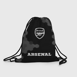Рюкзак-мешок Arsenal sport на темном фоне: символ, надпись, цвет: 3D-принт