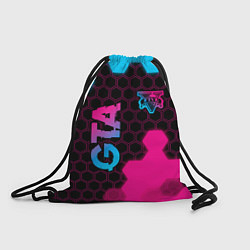 Рюкзак-мешок GTA - neon gradient: надпись, символ, цвет: 3D-принт