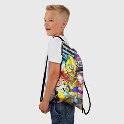 Рюкзак-мешок Зомби Барт Симпсон с рогаткой на фоне граффити, цвет: 3D-принт — фото 2