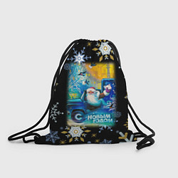 Рюкзак-мешок Новый Год Дед Мороз Развозит Подарки, цвет: 3D-принт