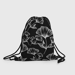 Рюкзак-мешок Графичные цветы на черном фоне, цвет: 3D-принт