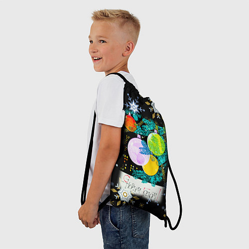 Мешок для обуви Новый год ёлочные шары / 3D-принт – фото 3