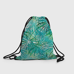 Рюкзак-мешок Тропические листья на зеленом фоне, цвет: 3D-принт