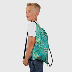 Рюкзак-мешок Тропические листья на зеленом фоне, цвет: 3D-принт — фото 2