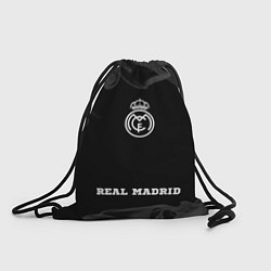 Рюкзак-мешок Real Madrid sport на темном фоне: символ, надпись, цвет: 3D-принт