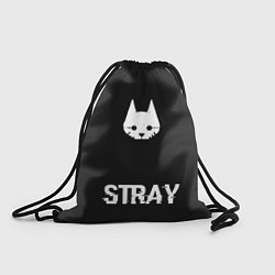 Рюкзак-мешок Stray glitch на темном фоне: символ, надпись, цвет: 3D-принт