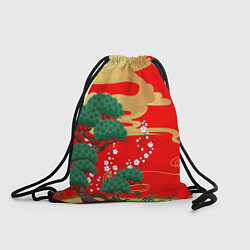 Рюкзак-мешок Японский пейзаж на красном, цвет: 3D-принт