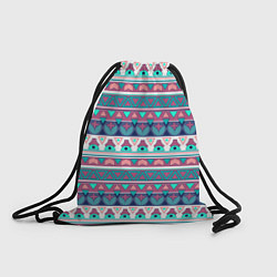 Рюкзак-мешок Этнический орнамент терракотово-серый полосатый, цвет: 3D-принт