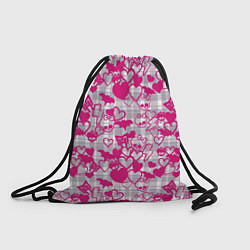 Рюкзак-мешок Розовые черепа паттерн, цвет: 3D-принт