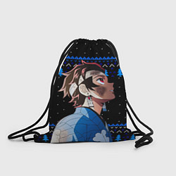 Рюкзак-мешок Танджиро Комадо - Новогодний паттерн, цвет: 3D-принт