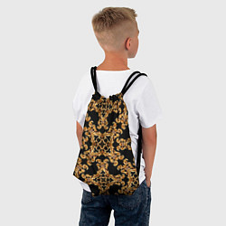 Рюкзак-мешок Золотая гжель ретро цветы, цвет: 3D-принт — фото 2