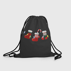 Рюкзак-мешок Новогодняя композиция - Черный фон, цвет: 3D-принт