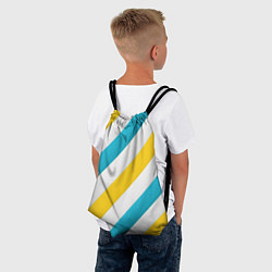 Рюкзак-мешок Желтые и синие полосы, цвет: 3D-принт — фото 2