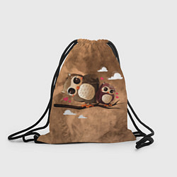 Рюкзак-мешок Сова и совёнок на суку, цвет: 3D-принт