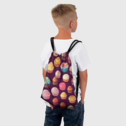Рюкзак-мешок Много нарисованных капкейков, цвет: 3D-принт — фото 2