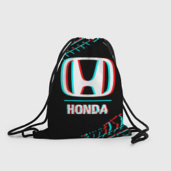 Рюкзак-мешок Значок Honda в стиле glitch на темном фоне, цвет: 3D-принт