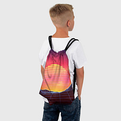 Рюкзак-мешок Абстрактные 3D неоновые горы на закате, цвет: 3D-принт — фото 2