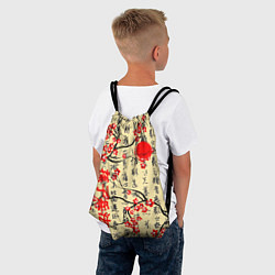 Рюкзак-мешок Иероглифы и сакура, цвет: 3D-принт — фото 2