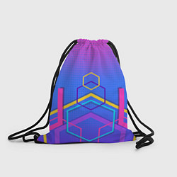Рюкзак-мешок Многоцветный градиент с геометрическими фигурами, цвет: 3D-принт
