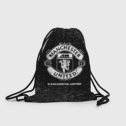 Рюкзак-мешок Manchester United с потертостями на темном фоне, цвет: 3D-принт