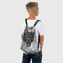 Рюкзак-мешок Серый волк на серо-белом фоне, цвет: 3D-принт — фото 2