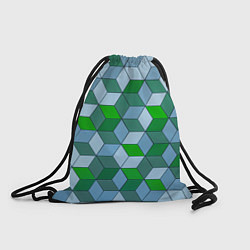 Рюкзак-мешок Зелёные и серые абстрактные кубы с оптической иллю, цвет: 3D-принт