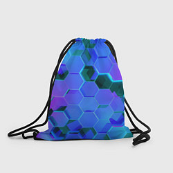 Рюкзак-мешок Синие неоновые плиты, цвет: 3D-принт