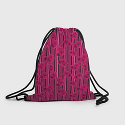 Рюкзак-мешок Малиновый полосатый узор с цветами анемонов, цвет: 3D-принт