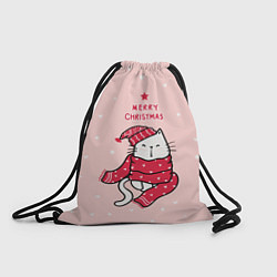 Рюкзак-мешок Кот в шарфе и колпачке, цвет: 3D-принт