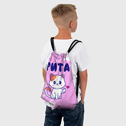 Рюкзак-мешок Рита кошечка с сердечком, цвет: 3D-принт — фото 2