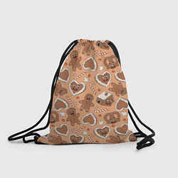 Рюкзак-мешок Новогодний паттерн с печеньем, цвет: 3D-принт