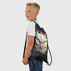 Рюкзак-мешок Белая сова - барельеф в раме, цвет: 3D-принт — фото 2