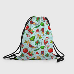 Рюкзак-мешок Новогодний паттерн, цвет: 3D-принт