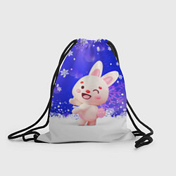 Рюкзак-мешок Заяц и снежинки, цвет: 3D-принт