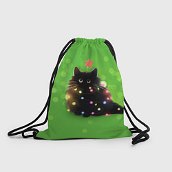 Рюкзак-мешок Котик в гирлянде, цвет: 3D-принт
