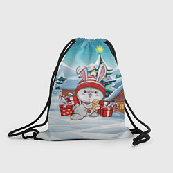 Рюкзак-мешок Зайка с подарками - новый год, цвет: 3D-принт