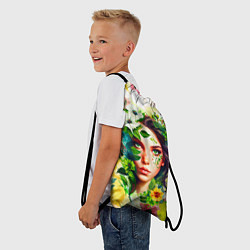 Рюкзак-мешок Девушка Весна - акварель, цвет: 3D-принт — фото 2