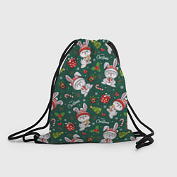 Рюкзак-мешок Новогодние кролики - паттерн, цвет: 3D-принт