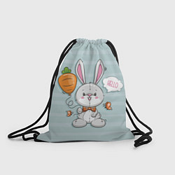 Рюкзак-мешок Милый зайка с шариком-морковкой, цвет: 3D-принт