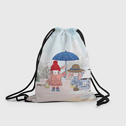 Рюкзак-мешок Зайчики под зонтом, цвет: 3D-принт
