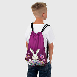 Рюкзак-мешок Кролик на винном фоне, цвет: 3D-принт — фото 2
